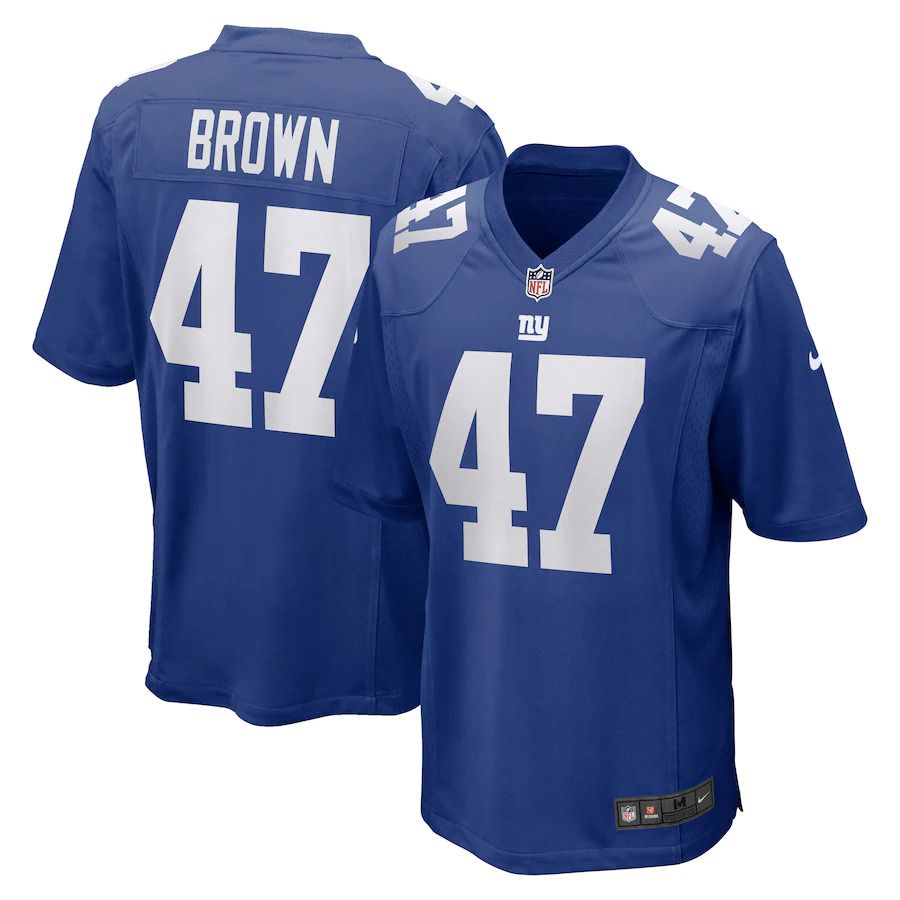 Men New York Giants 47 Cam Brown Nike Royal Game NFL Jersey